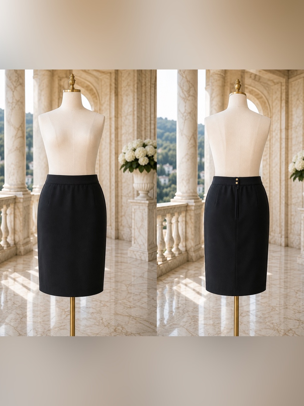 CHANEL Black Double-Breasted Wool Blazer & Skirt Set with Gold Buttons - Picture 3 of 17